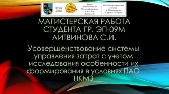 Магистерская работастудента гр. ЭП-09мЛитвинова С.И.