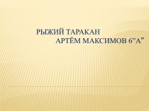 Рыжий тараканАртём Максимов 6”a”