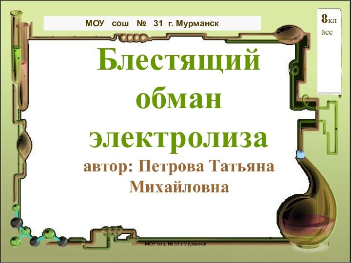 Блестящий обман электролиза автор: Петрова Татьяна МихайловнаМОУ  сош  №