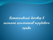 Коллективный договор в системе источников трудового права