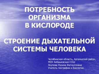 Потребность организма в кислороде