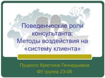 Поведенческие роли консультанта;Методы воздействия на систему клиента