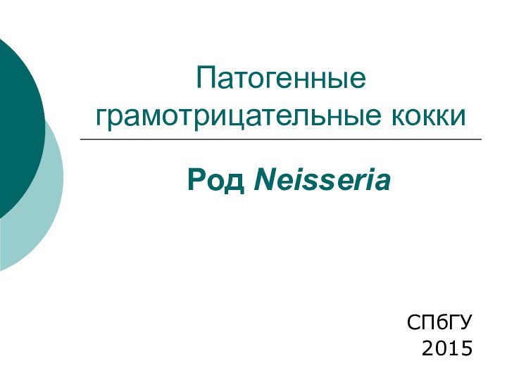 Патогенные грамотрицательные кокки СПбГУ2015Род Neisseria