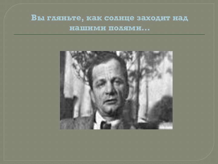 Вы гляньте, как солнце заходит над нашими полями…