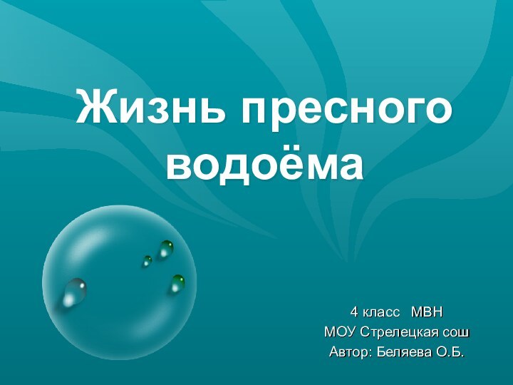 Жизнь пресного водоёма4 класс  МВНМОУ Стрелецкая сошАвтор: Беляева О.Б.