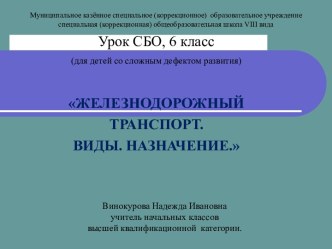 Железнодорожный транспорт. Виды. Назначение