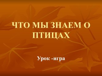 Что мы знаем о птицах