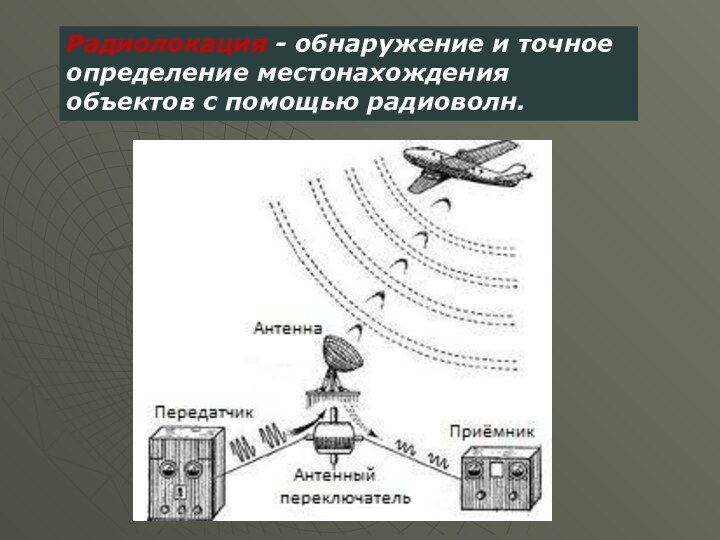Радиолокация - обнаружение и точное определение местонахождения объектов с помощью радиоволн.