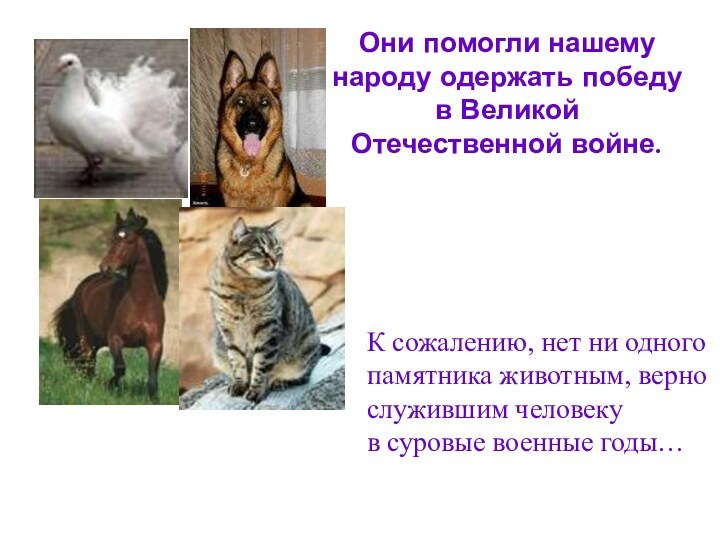 Они помогли нашему народу одержать победу в Великой Отечественной войне.К сожалению, нет