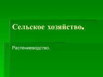 Сельское хозяйство. Растениеводство