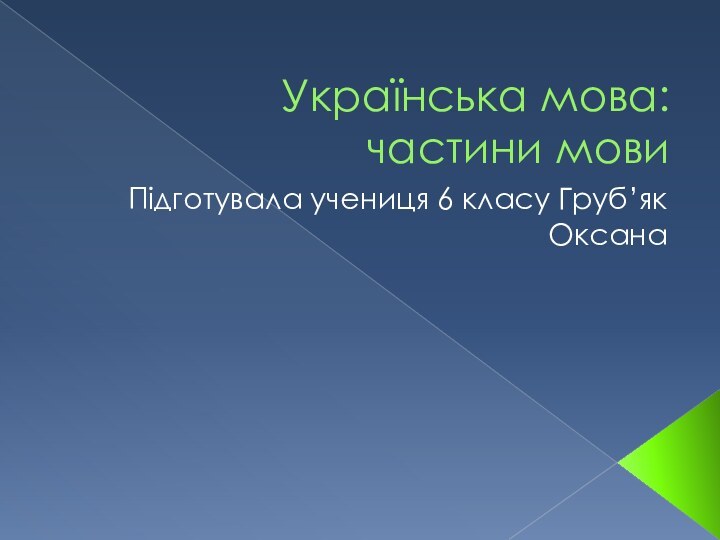 Українська мова:  частини мовиПідготувала учениця 6 класу Груб’як Оксана