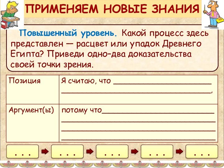 Повышенный уровень. Какой процесс здесь представлен — расцвет или упадок Древнего Египта?