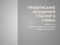 Правописание безударной гласной в словах