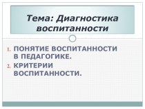 Тема: Диагностика воспитанности