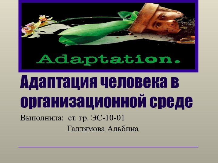 Адаптация человека в организационной средеВыполнила: ст. гр. ЭС-10-01