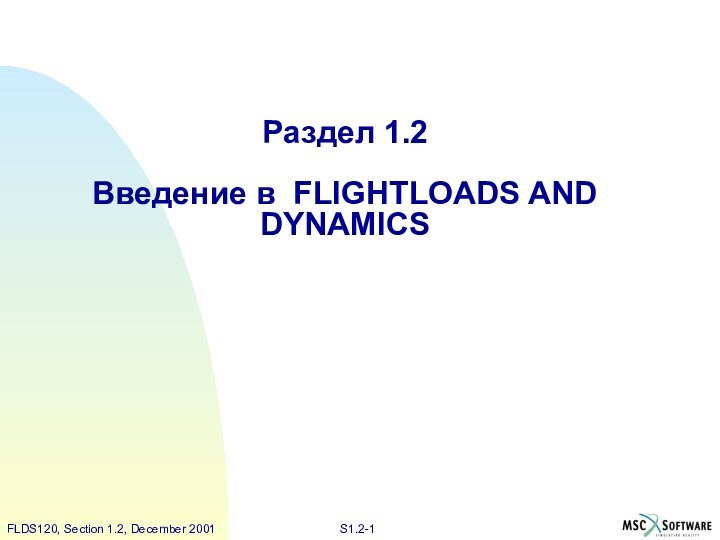 Раздел 1.2  Введение в FLIGHTLOADS AND DYNAMICS