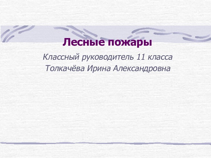 Лесные пожарыКлассный руководитель 11 классаТолкачёва Ирина Александровна