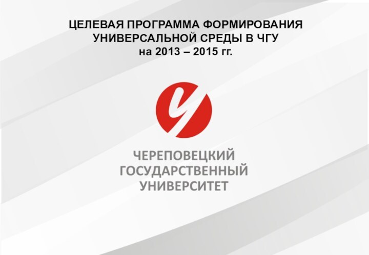 целевая ПРОГРАММА формирования универсальной среды в Чгуна 2013 – 2015 гг.