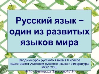 Русский язык – один из развитых языков мира