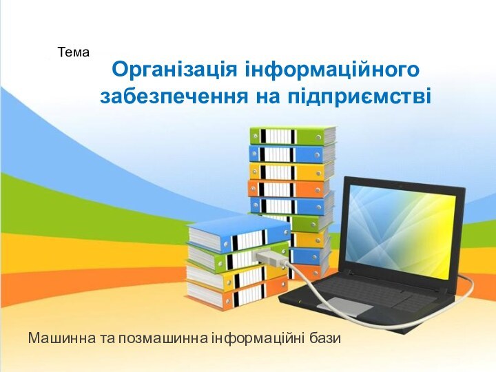 ТемаМашинна та позмашинна інформаційні базиОрганізація інформаційного забезпечення на підприємстві