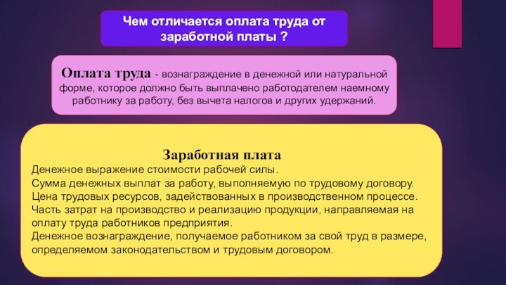 Чем отличается оплата труда от заработной платы ?Оплата труда - вознаграждение в