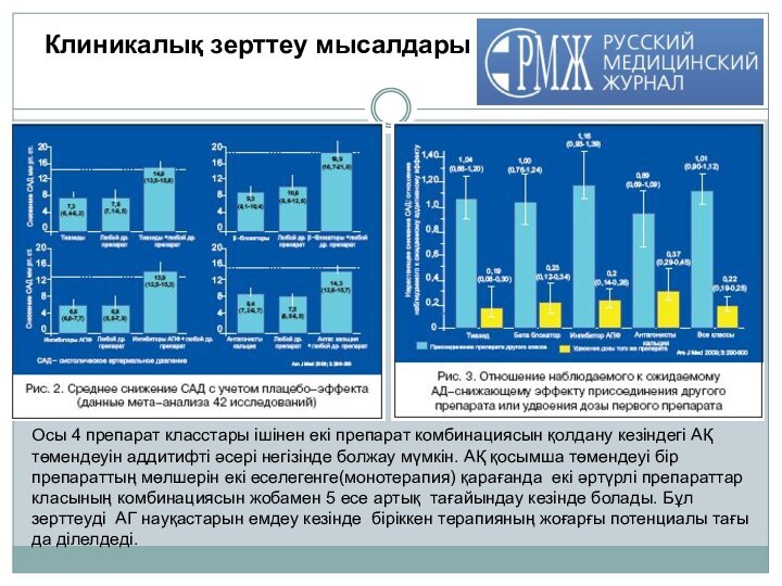 Клиникалық зерттеу мысалдарыОсы 4 препарат класстары ішінен екі препарат комбинациясын қолдану кезіндегі