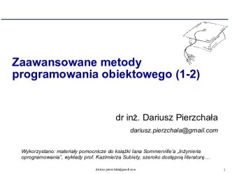 Zaawansowane metody programowania obiektowego