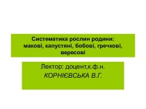 Систематика рослин родини: макові, капустяні, бобові, гречкові, вересові