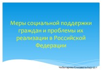 Меры социальной поддержки граждан и проблемы их реализации в Российской Федерации