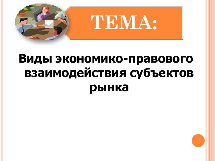 Виды экономико-правового взаимодействия субъектов рынка