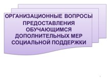 Организационные вопросы предоставления обучающимся дополнительных мер поддержки