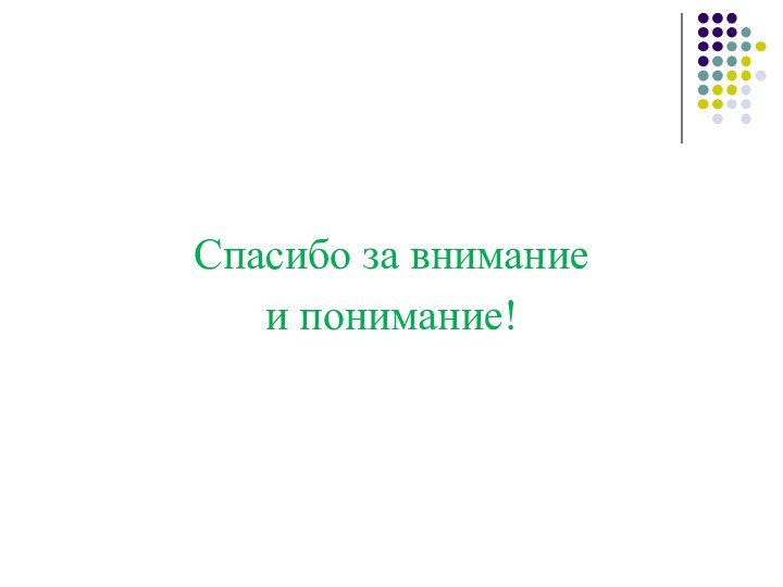 Спасибо за внимание и понимание!