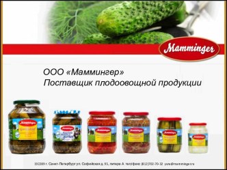 ООО Маммингер. Поставщик плодоовощной продукции