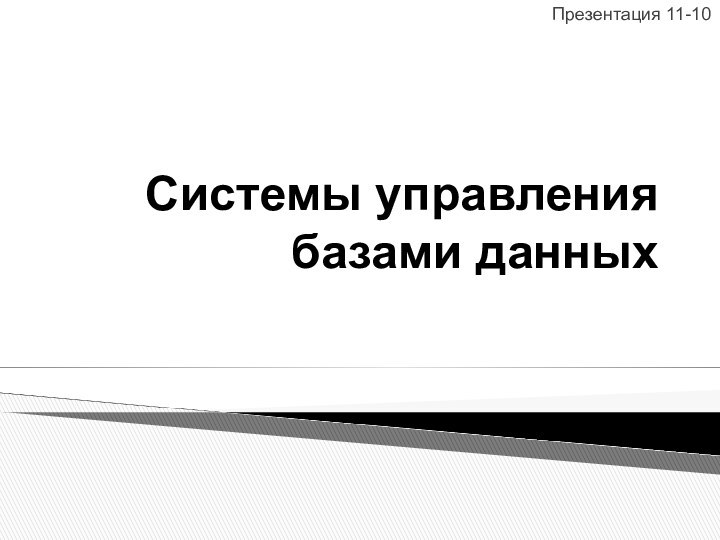 Системы управления базами данныхПрезентация 11-10