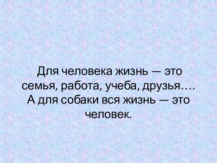 Для человека жизнь — это семья, работа, учеба, друзья….