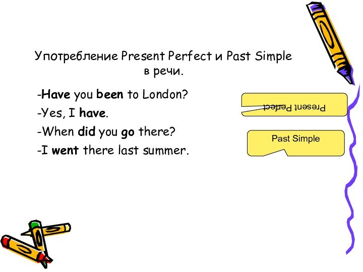 Употребление Present Perfect и Past Simple в речи.-Have you been to London?-Yes,