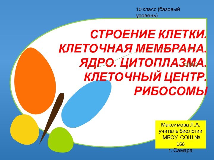 1СТРОЕНИЕ КЛЕТКИ. КЛЕТОЧНАЯ МЕМБРАНА. ЯДРО. ЦИТОПЛАЗМА. КЛЕТОЧНЫЙ ЦЕНТР. РИБОСОМЫФ.И.О.10 класс (базовый уровень)Максимова