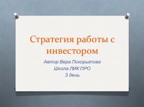 Стратегия работы с инвестором