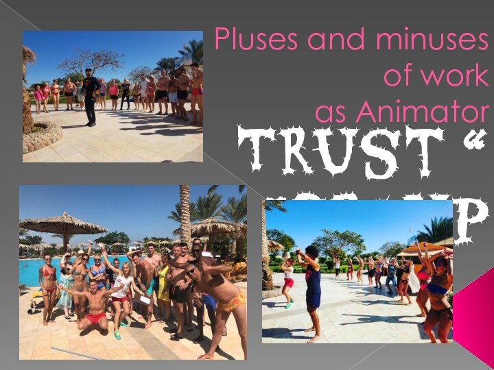 Pluses and minuses  of work  as Animator“ Trust Group”