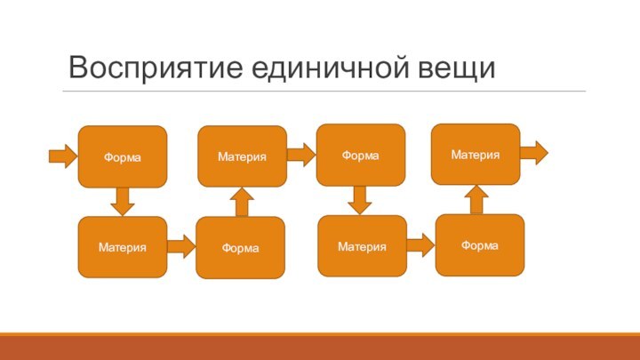 Восприятие единичной вещиФормаМатерияФормаФормаФормаМатерияМатерияМатерия