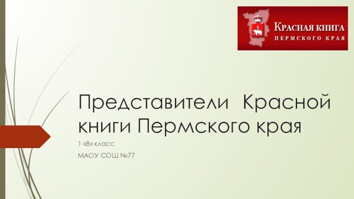 Представители Красной книги Пермского края1 «В» классМАОУ СОШ №77