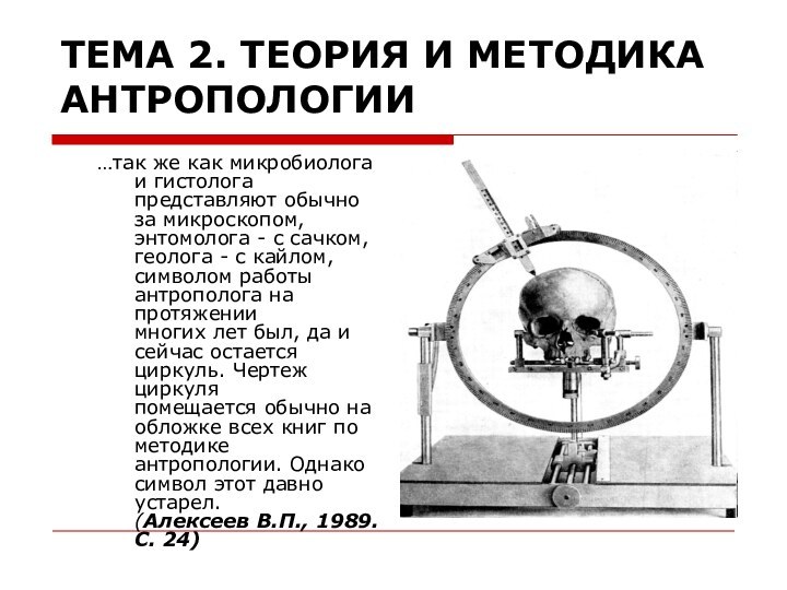 ТЕМА 2. ТЕОРИЯ И МЕТОДИКА АНТРОПОЛОГИИ …так же как микробиолога и гистолога