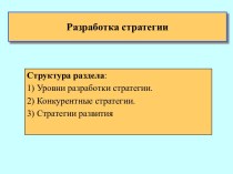 Разработка стратегии