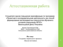 Аттестационная работа. Создание творческого проекта Кукла-мотанка