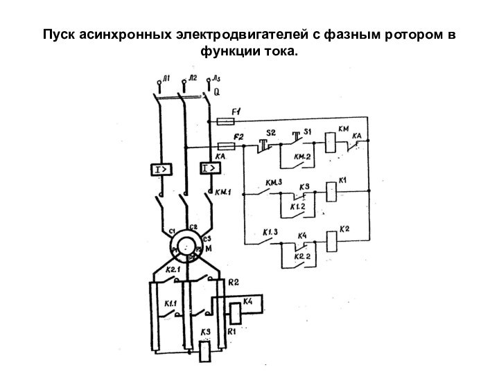 Пуск асинхронных электродвигателей с фазным ротором в функции тока.