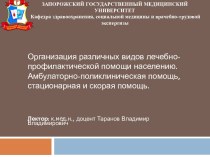 Организация различных видов лечебнопрофилактической помощи населению