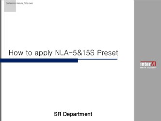 How to apply NLA-5&15S Preset