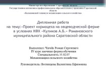 Проект кормоцеха на овцеводческой ферме в условиях КФХ Куликов А.Б. Романовского муниципального района Саратовской области