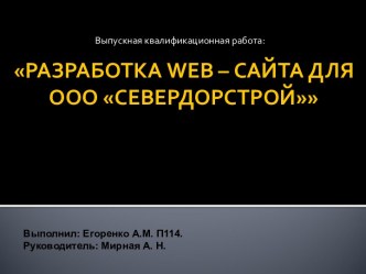 Разработка web-сайта для ООО Севердойстрой