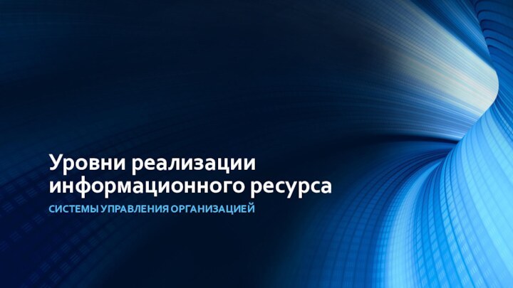 Уровни реализации информационного ресурсаСИСТЕМЫ УПРАВЛЕНИЯ ОРГАНИЗАЦИЕЙ